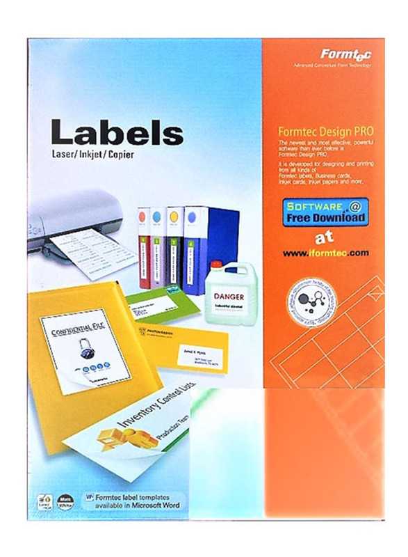 Formtec 4 Label Per Sheet Box, 100 Sheets, Multicolour