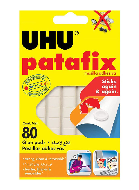 UHU Patafix Glue Pads, 80 Pieces, White