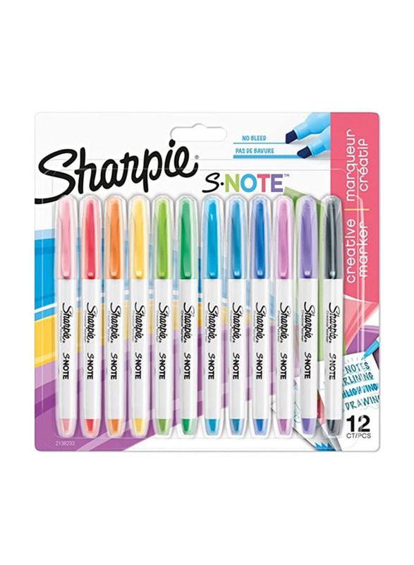 Sharpie 12-Piece S-Note Highlighter Pens, Multicolour