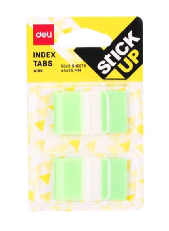 Deli Index Tab Sticky Note, 2 x 50 Sheets, Green