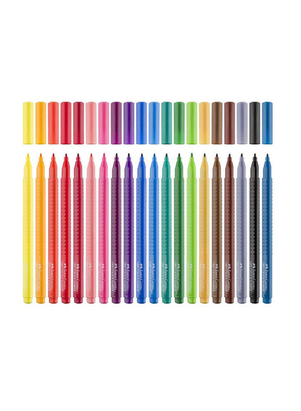 Faber-Castell Grip Felt Tip Pens, 20 Pieces, Multicolour