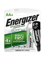 Energizer Recharge Universal AA Rechargeable Multipurpose Battery, 4 Pieces, Silver