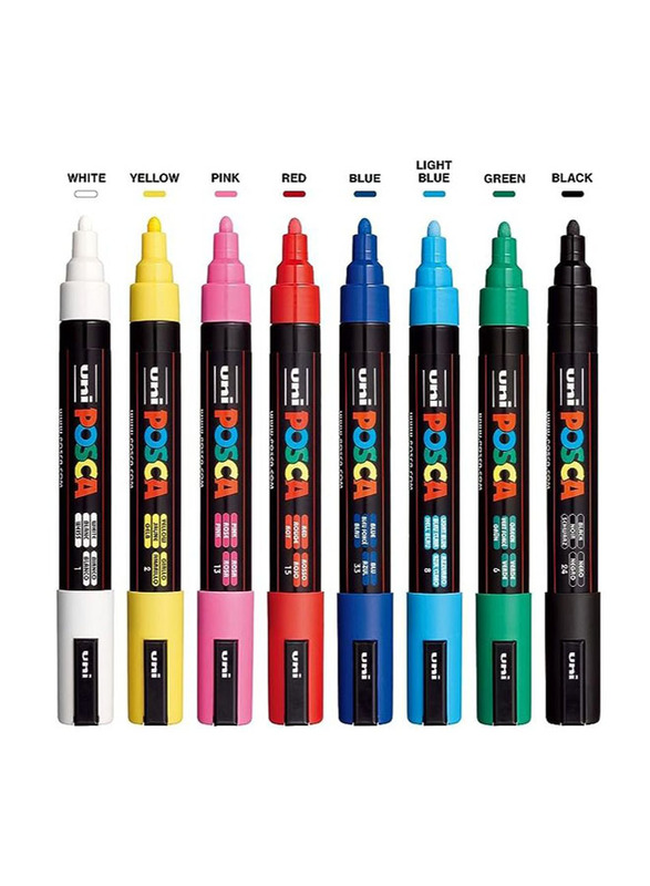 Posca 8-Piece 1.8-2.5 mm Medium Tip Paint Marker Pen, Multicolour