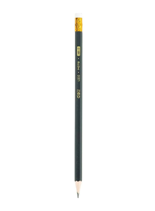 Deli 12-Piece HB Graphite Pencil Set with Eraser, Black/Yellow