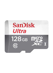 SanDisk 128GB Ultra MicroSDXC Memory Card, SDSQUNR-128G-GN6MN, Grey/White