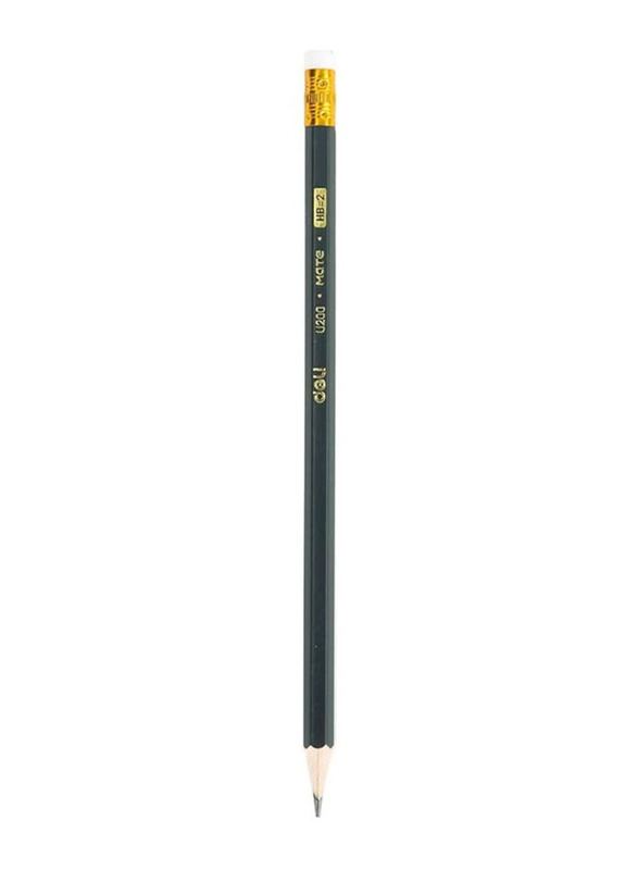 Deli 12-Piece HB Graphite Pencil Set with Eraser, Black/Yellow