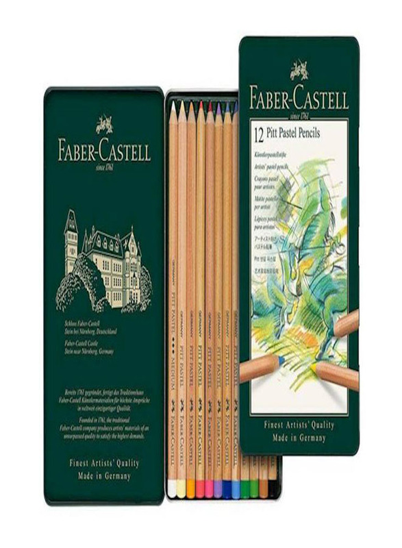 Faber-Castell Pitt Pastel Pencils Set, 12 Pieces, Multicolour