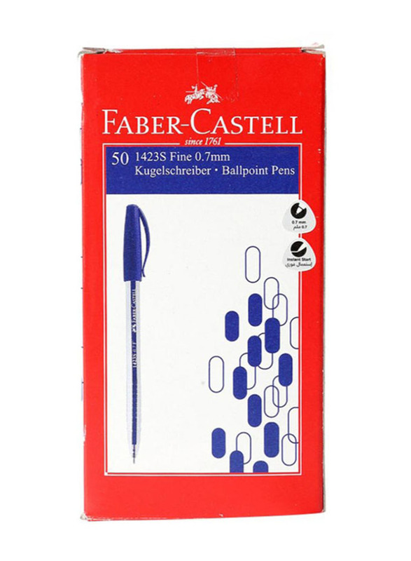 Faber-Castell 50-Piece Ballpoint Pen Set, Blue