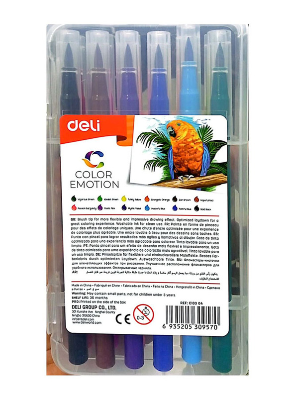 Deli Colour Emotion Felt Pen, 12 Pieces, Multicolour
