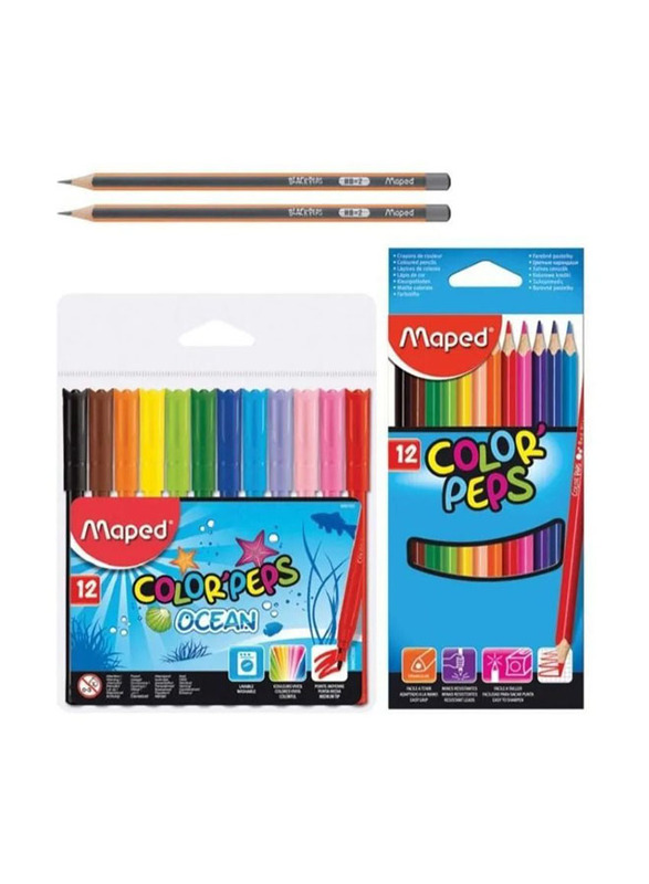 Maped 26-Piece School Stationery Value Pack, Assorted Colors