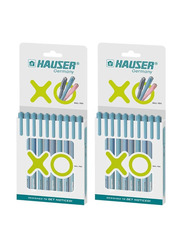 Hauser Germany 20-Piece Comfortable Grip Smudge Free Writing Ball Pen Set, 0.6mm, Blue