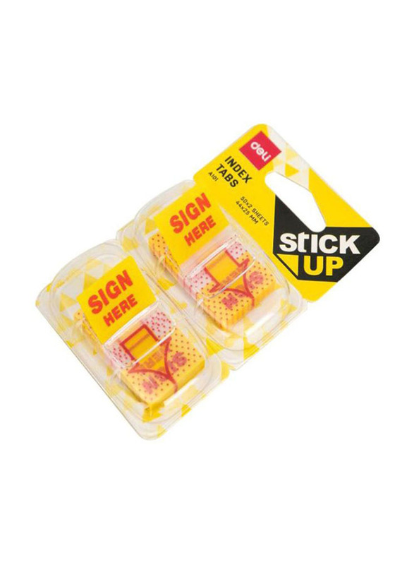 Deli 100-Piece Stick Up Index Tab Set, EA10101, Yellow