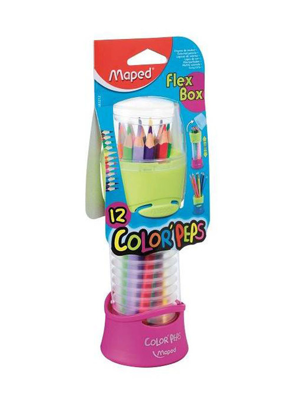 Maped Helix USA Flex Box Color'Peps Pencils Set, 12 Pieces, Red/Green/Orange
