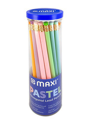 Maxi 30-Piece Pastel Hexagonal Graphite HB Pencil with Eraser Tip, Multicolour