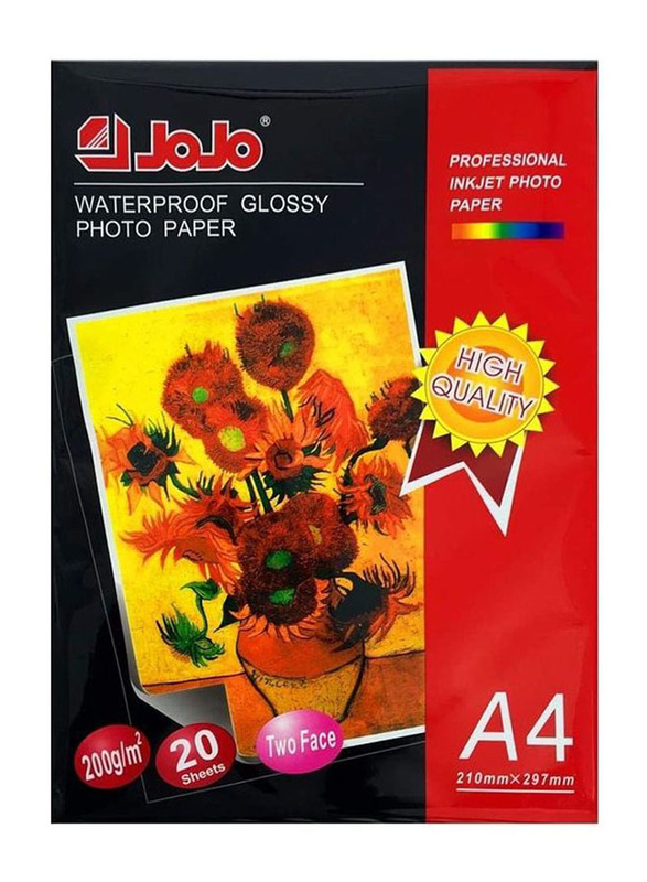 Jojo Two Face Glossy Inkjet Photo Paper, 20 Sheets, 200 GSM, A4 Size