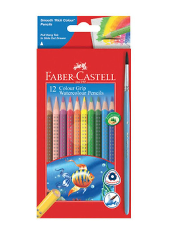 Faber-Castell Colour Grip Watercolour Pencils With Brush, 1 Piece, Multicolour