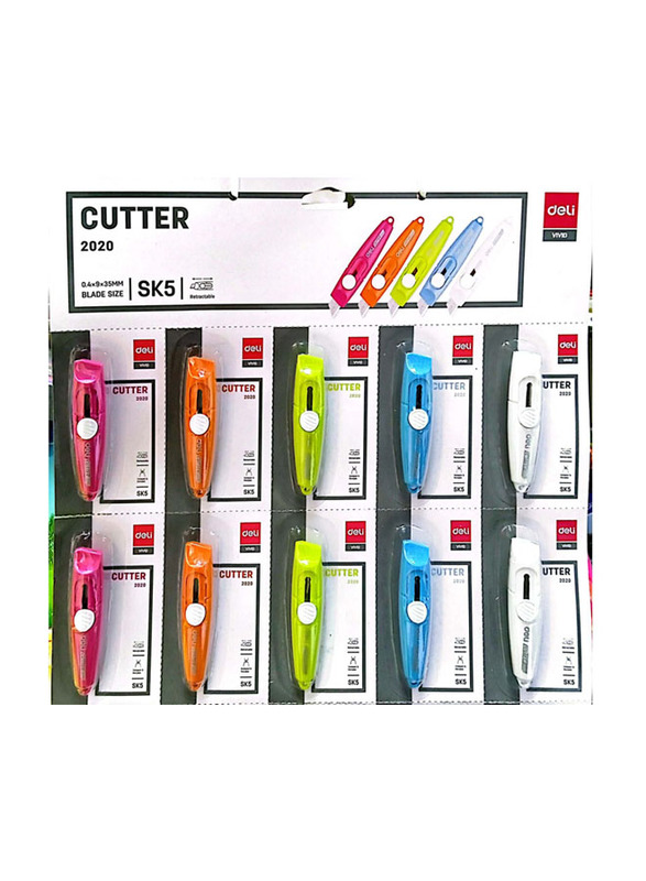 Deli 10-Piece Mini Pocket Utility Knife, Multicolour