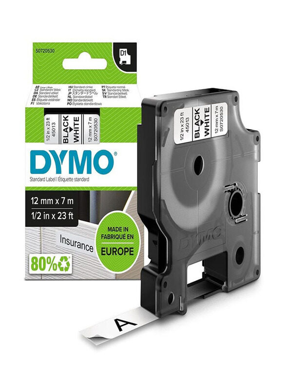 Dymo Standard Labelling Tape, Black/White