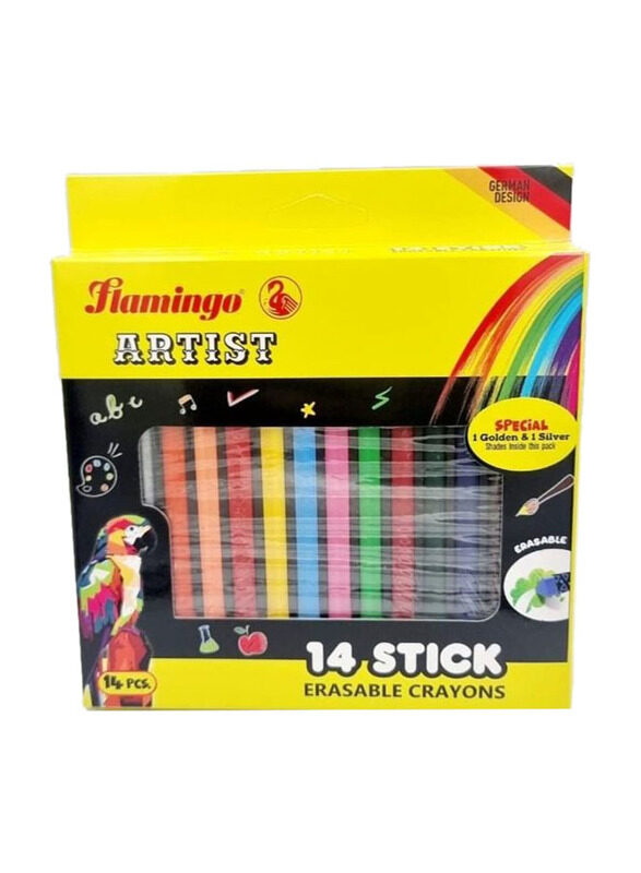 

Flamingo Artist Stick Erasable Crayons, 14 Pieces, Multicolour