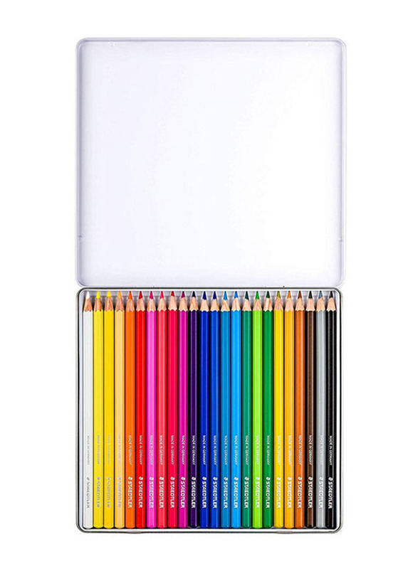 Staedtler 24-Piece Coloured Pencil Metal Box Set, Multicolour