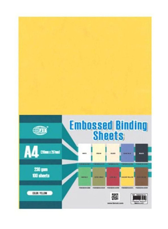 Partner A4 Embossed Binding Sheet Set, 100 Pieces, Yellow