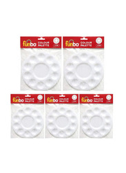 Funbo Plastic Round Painting Palette, 17cm, 5-Piece, White