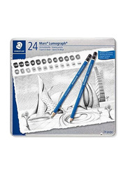 Staedtler 24-Piece Mars Lumograph Drawing Pencils, Grey
