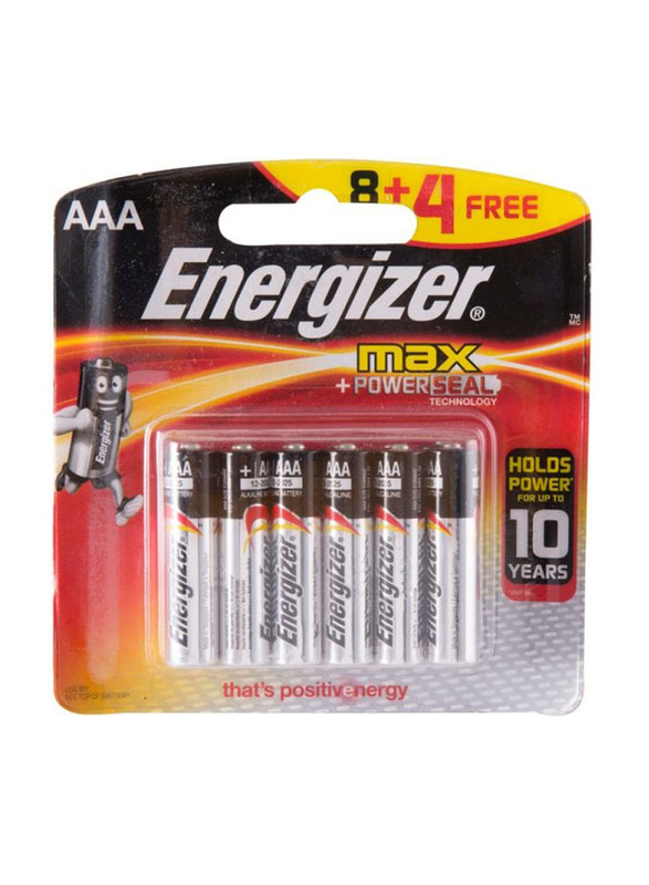 

Energizer Max AAA Alkaline Batteries, 12 Pieces, Silver/Black