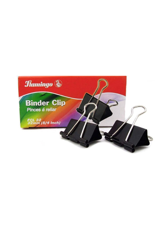 Flamingo 32mm Binder Clip, 12 Boxes, Black