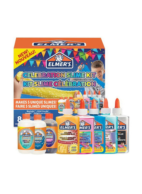 

Elmer's Celebration Slime Kit, 8 Pieces, Ages 3+, Multicolour