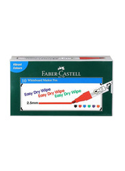 Faber-Castell 10-Piece Whiteboard Marker, Red