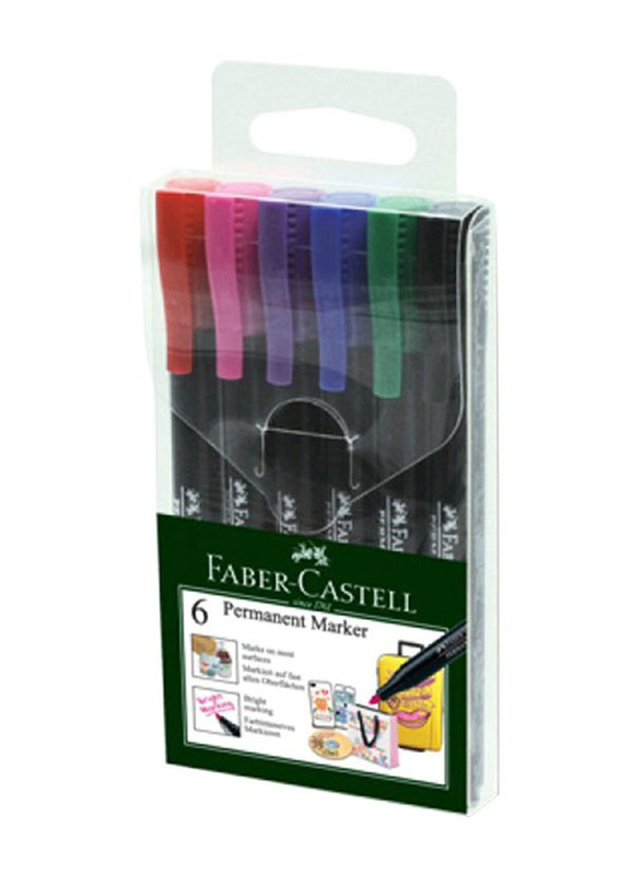 Faber-Castell 6-Piece Bullet Tip Permanent Markers, Multicolour