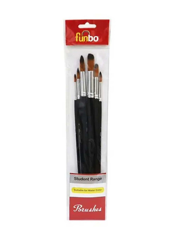 Funbo Watercolour Round Brush Set, 6 Pieces, Multicolour