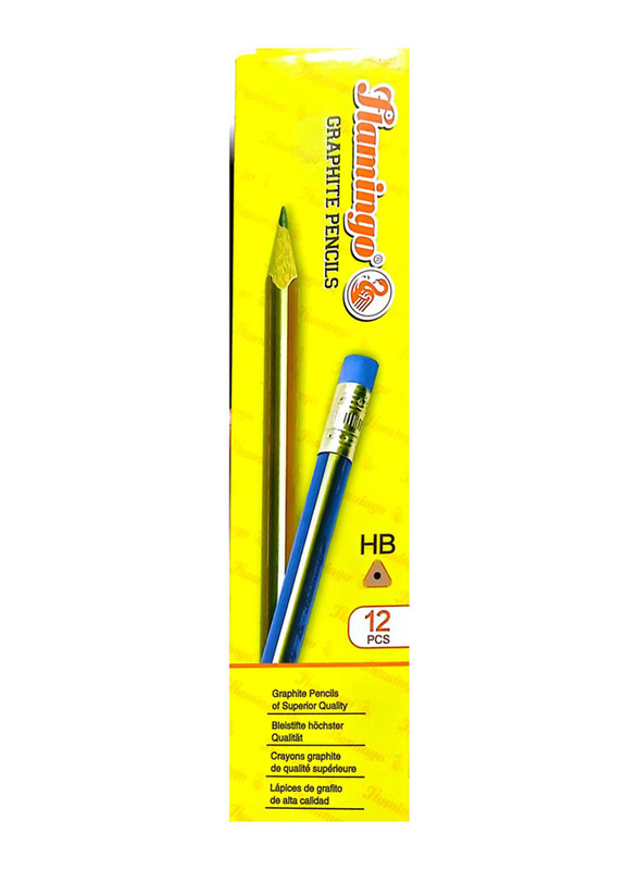 Flamingo 12-Piece Graphite Pencils HB, Blue/Yellow