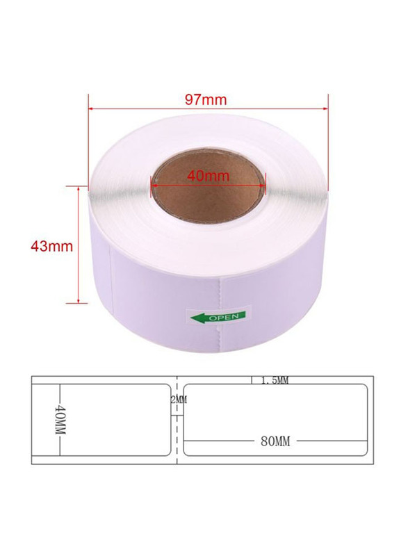 Thermal Printing Label Paper Roll, 500 Pieces, White