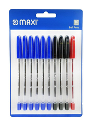 Maxi 10-Piece Ball Point Pen Set, Red/Black/Blue