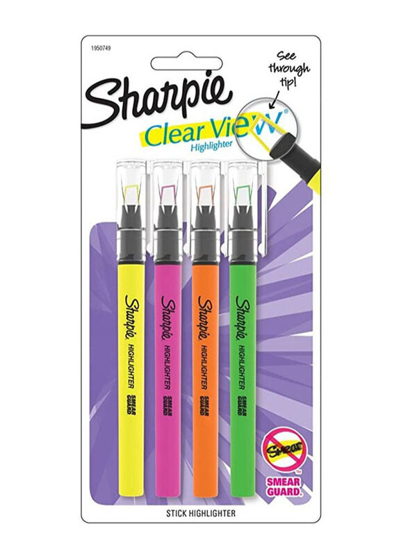 

Sharpie 4-Piece Clear View Highlighter Set, Multicolour