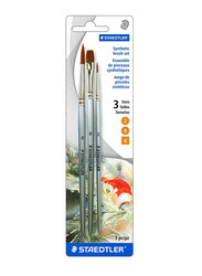 Staedtler Synthetic Paint Brush Set, 3 Pieces, Silver/Brown