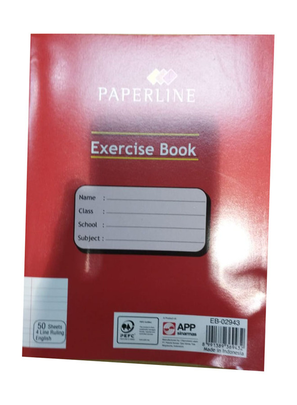 Paperline Single Line Exercise Book, 50 Sheets, 6 Pieces, Red