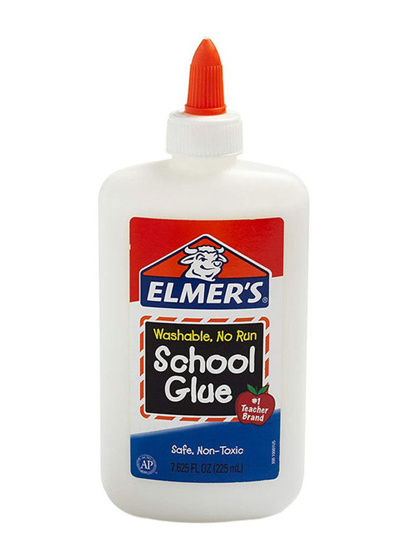 Elmer's Liquid School Glue Washable Great for Making Slime, E308NR, 6 x 225ml, Multicolour