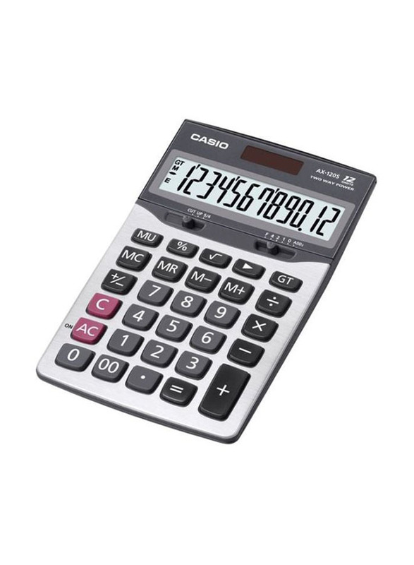 Casio Wide Display Office Basic Calculator, AX-120S, Silver/Black