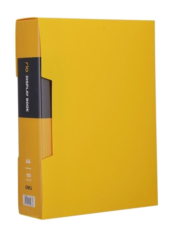 Deli 100-Pocket Display Book File With Case, Yellow