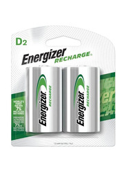 Energizer D2 Recharge Battery Set, 2 Pieces, Silver/Green