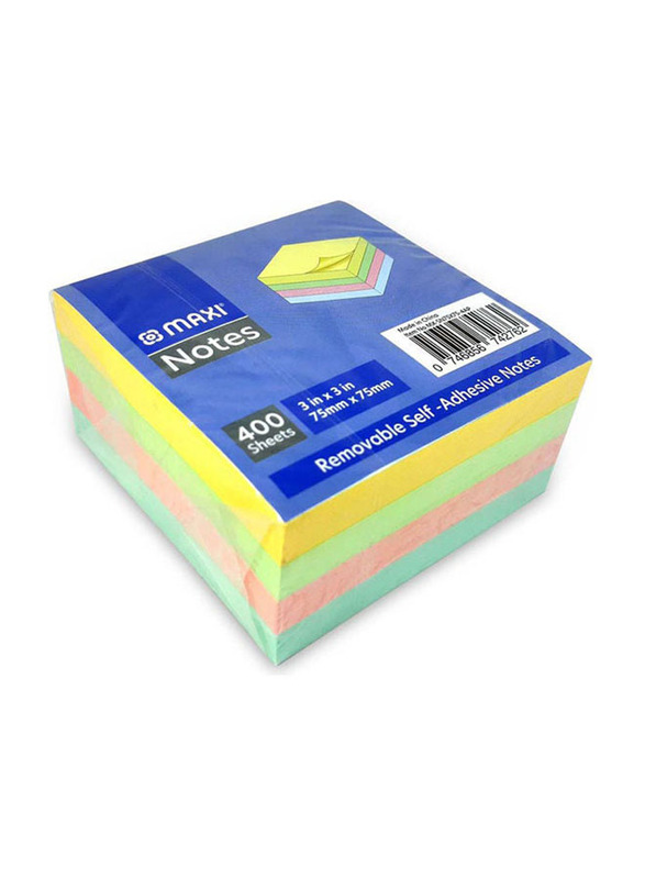 Maxi Self-Adhesive Sticky Notes, 400 Sheets, MX-SN75X75-4AP, Multicolour