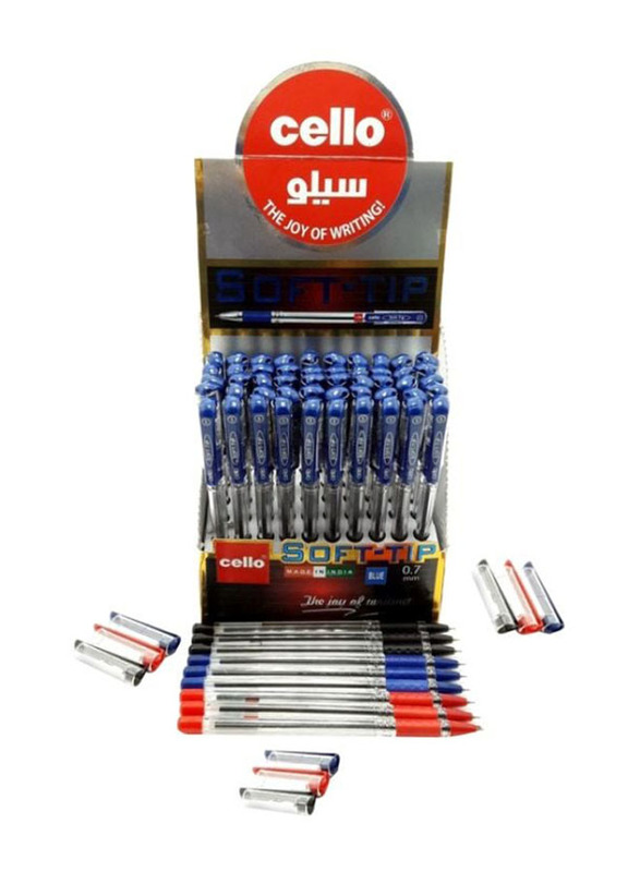Cello 50-Piece Finegrip Ball Pen Set, Blue/Black/Red