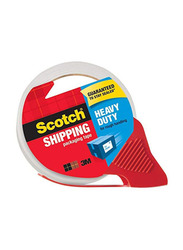 3M Scotch Heavy Duty Shipping Packaging Tape with Refillable Dispenser, Clear/Red