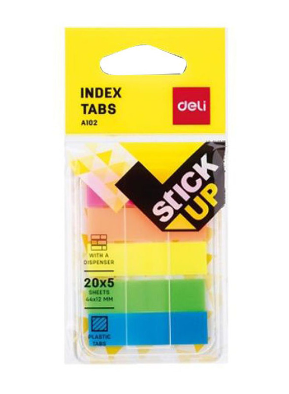 Deli 5 Colour Index Tabs Sticky Note, A102, Multicolour
