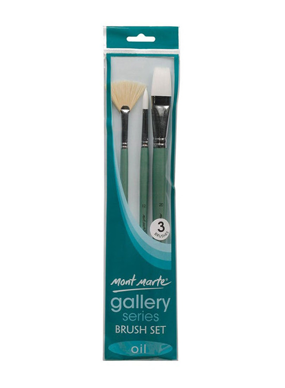 Mont Marte Gallery Series Brush, 3 Pieces, Green/Silver