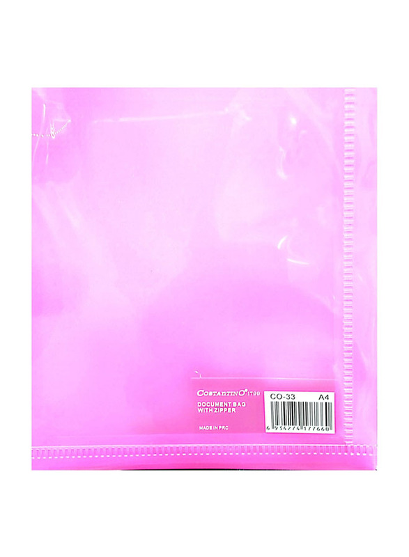 Costantino A4 Size Zipper File, 6 Pieces, Dark Pink