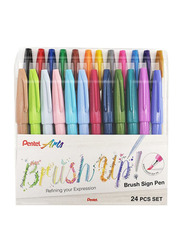 Pentel Flexible Brush Pen Set, 24 Pieces, Multicolour